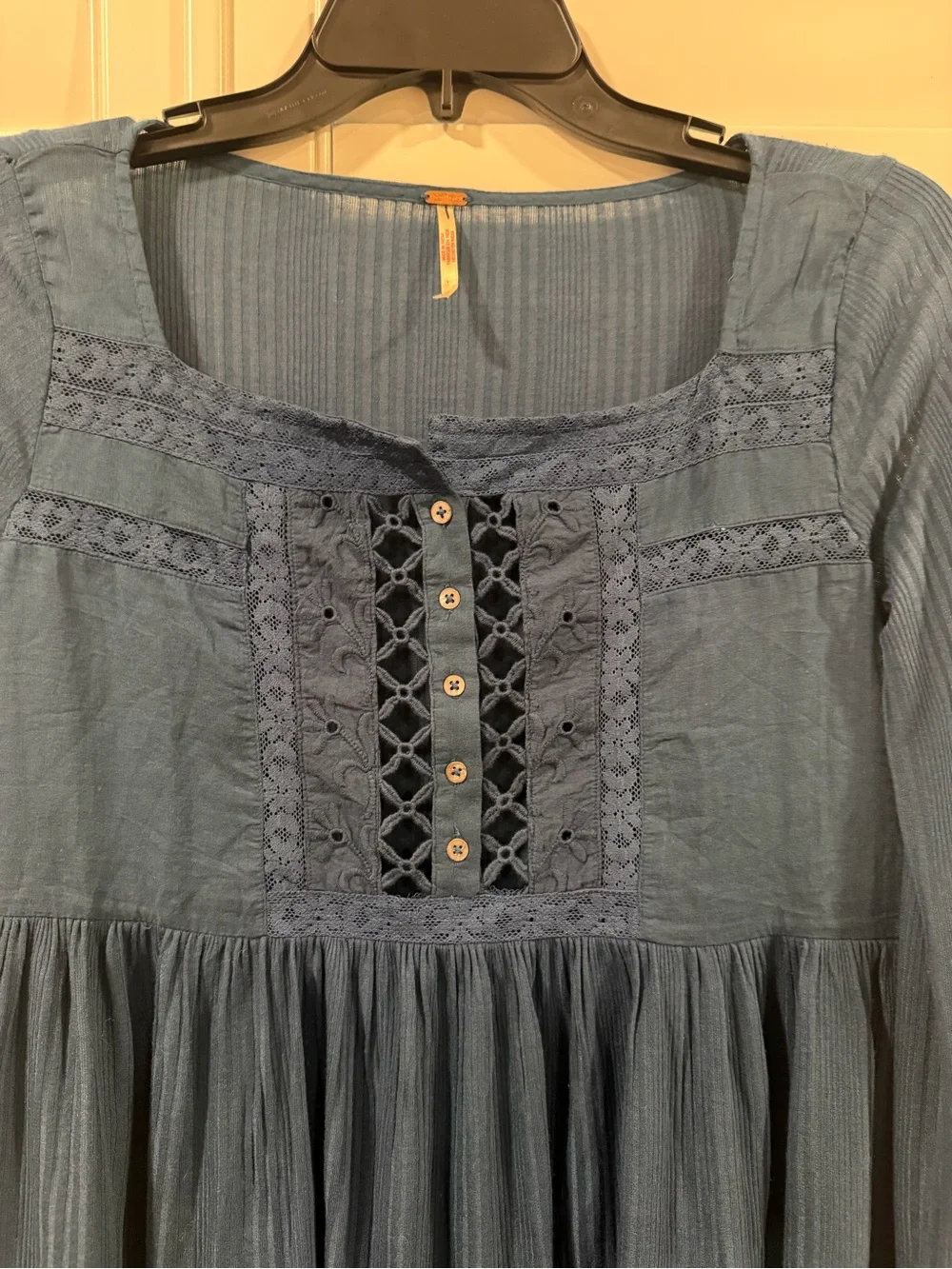 Free People Indigo Lace-Up Peplum Tunic